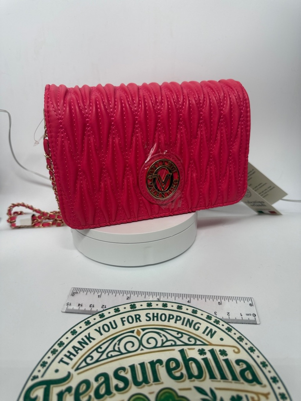 Valentino Orlandi  Pink Quilted Chain Shoulder Bag - Elegant